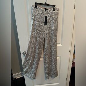 Banana republic full length wide leg sequined pants